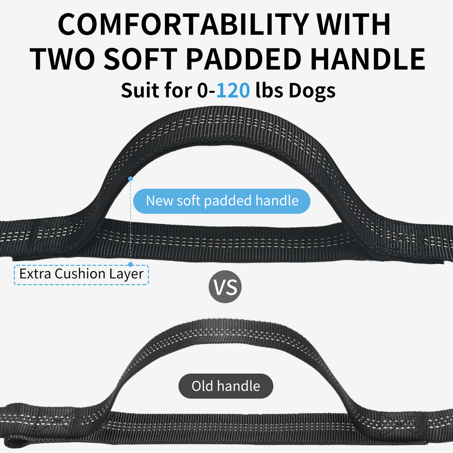 PetStars Hands Free Dog Leash with Zipper Pouch, Dual Padded Handles and Duarable Bungee  Adjustable Waist Belt (27" - 49") Up to 120 lbs, Suit for Medium to Large Dogs Walking, Jogging and Running